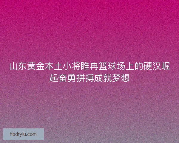 山东黄金本土小将睢冉篮球场上的硬汉崛起奋勇拼搏成就梦想 山东黄金本土小将睢冉篮球场上的硬汉崛起奋勇拼搏成就梦想