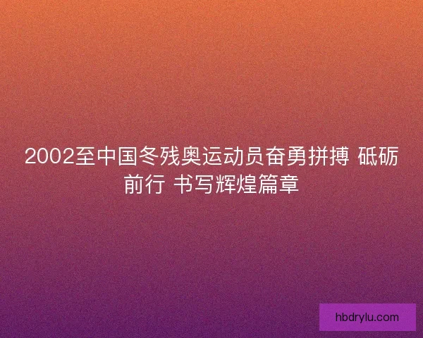 2002至中国冬残奥运动员奋勇拼搏 砥砺前行 书写辉煌篇章