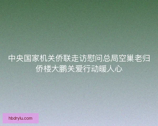 中央国家机关侨联走访慰问总局空巢老归侨楼大鹏关爱行动暖人心