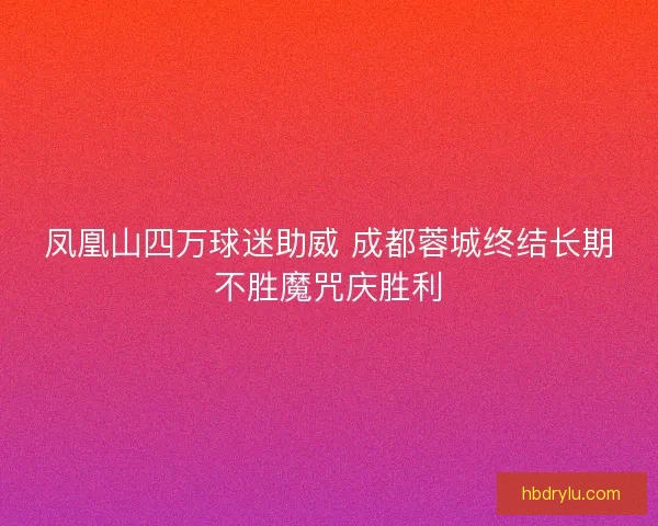 凤凰山四万球迷助威 成都蓉城终结长期不胜魔咒庆胜利